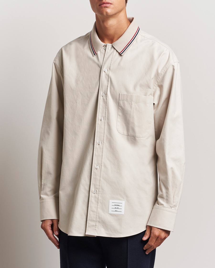 Homme |  | Thom Browne | Knit Collar Flannel Overshirt Off White