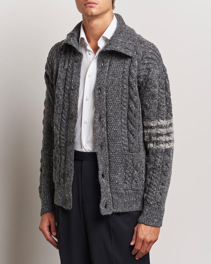 Homme |  | Thom Browne | Donegal Cable Cardigan Medium Grey