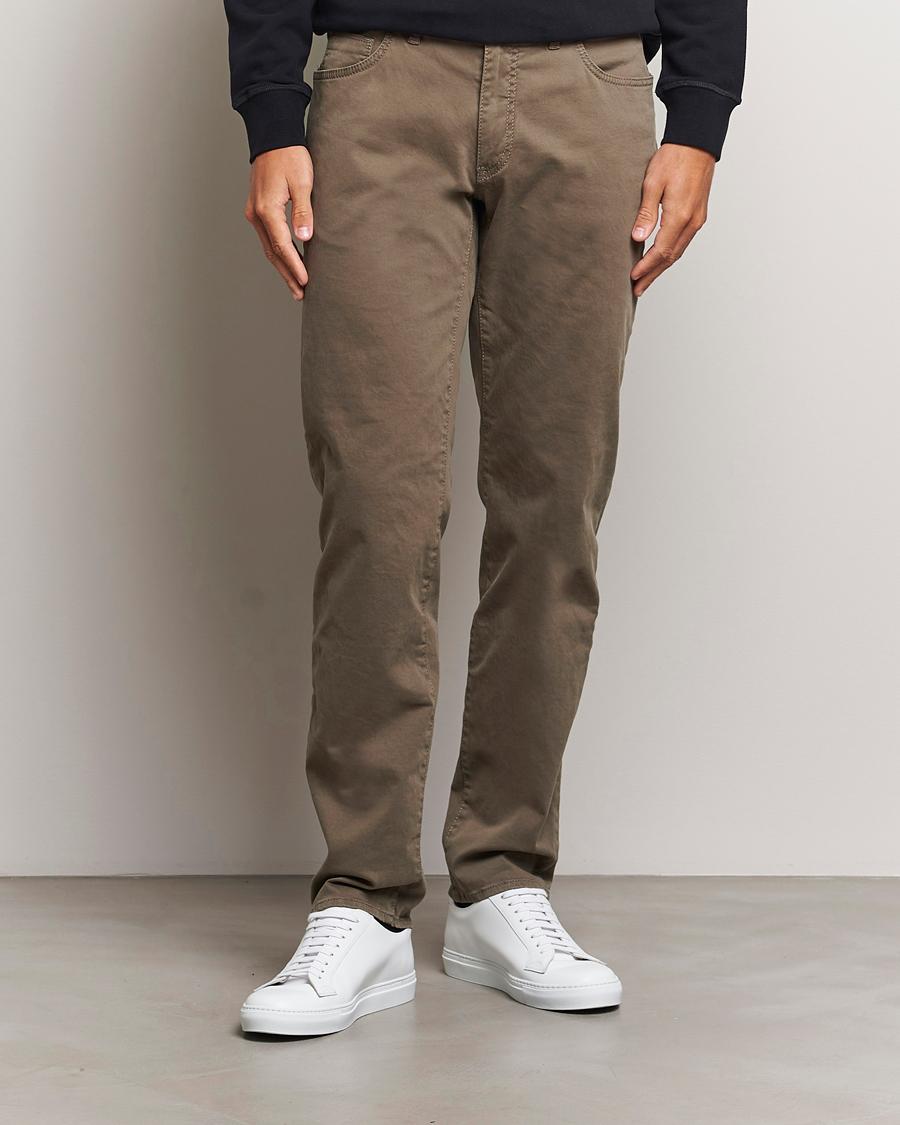 Homme | Pantalon Décontracté | Brax | Cadiz Cotton Satin 5-Pocket Pants Khaki