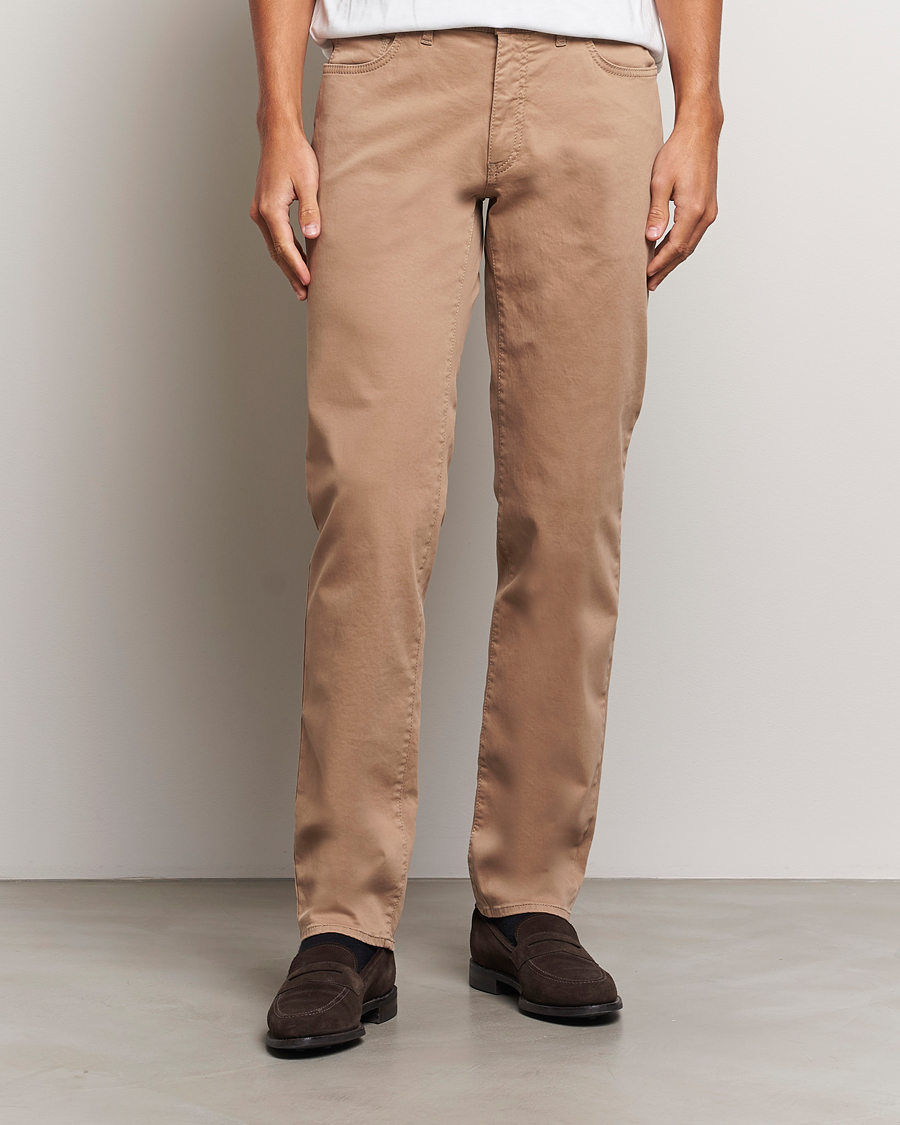 Homme | Pantalons | Brax | Cadiz Cotton Satin 5-Pocket Pants Beige