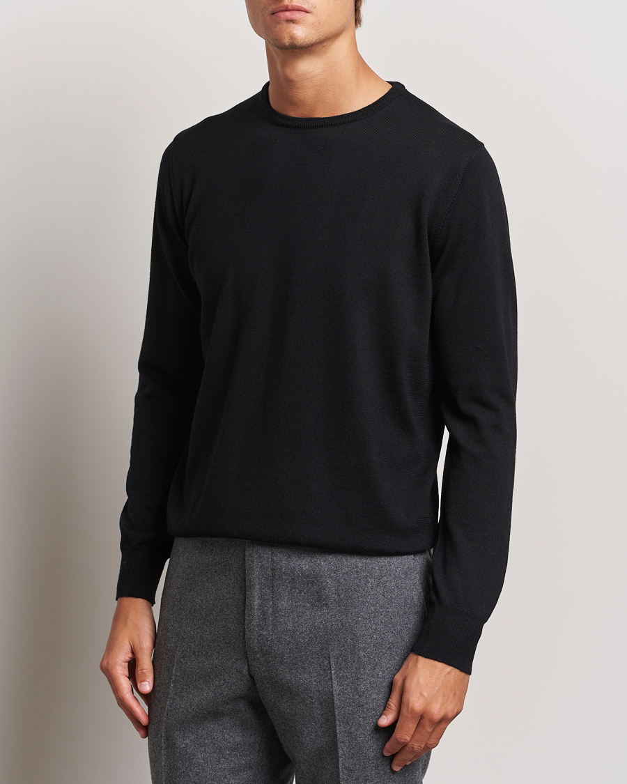 Homme |  | Morgano | Extra Fine Merino Wool Crewneck Black