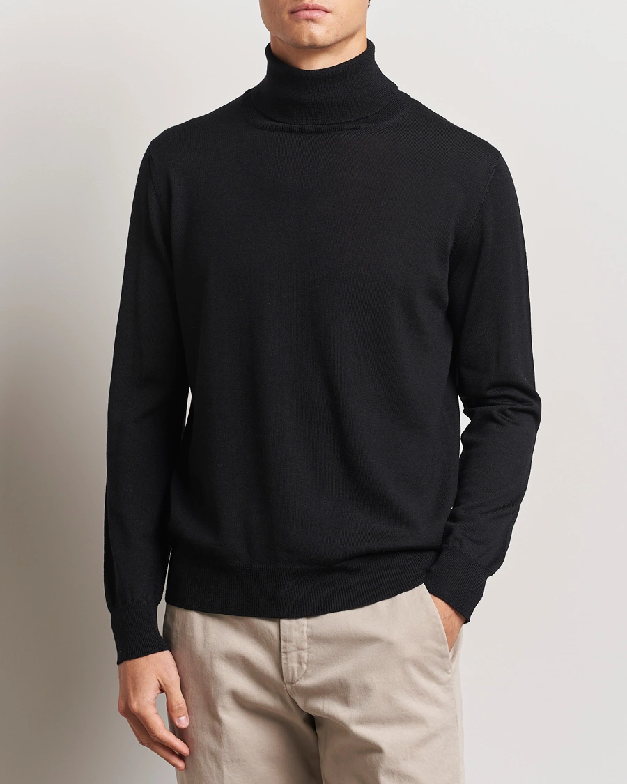 Homme |  | Morgano | Extra Fine Merino Wool Rollneck Black