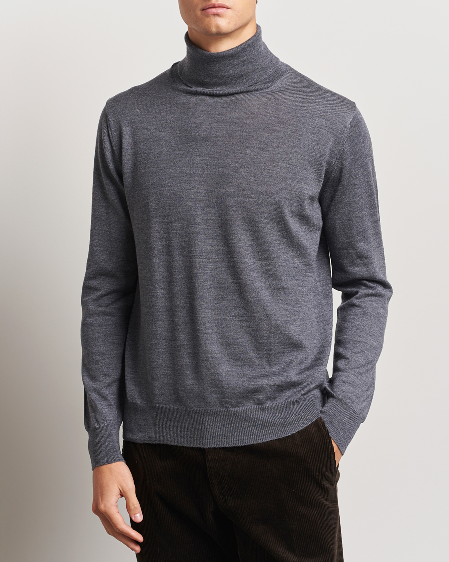 Homme |  | Morgano | Extra Fine Merino Wool Rollneck Mid Grey