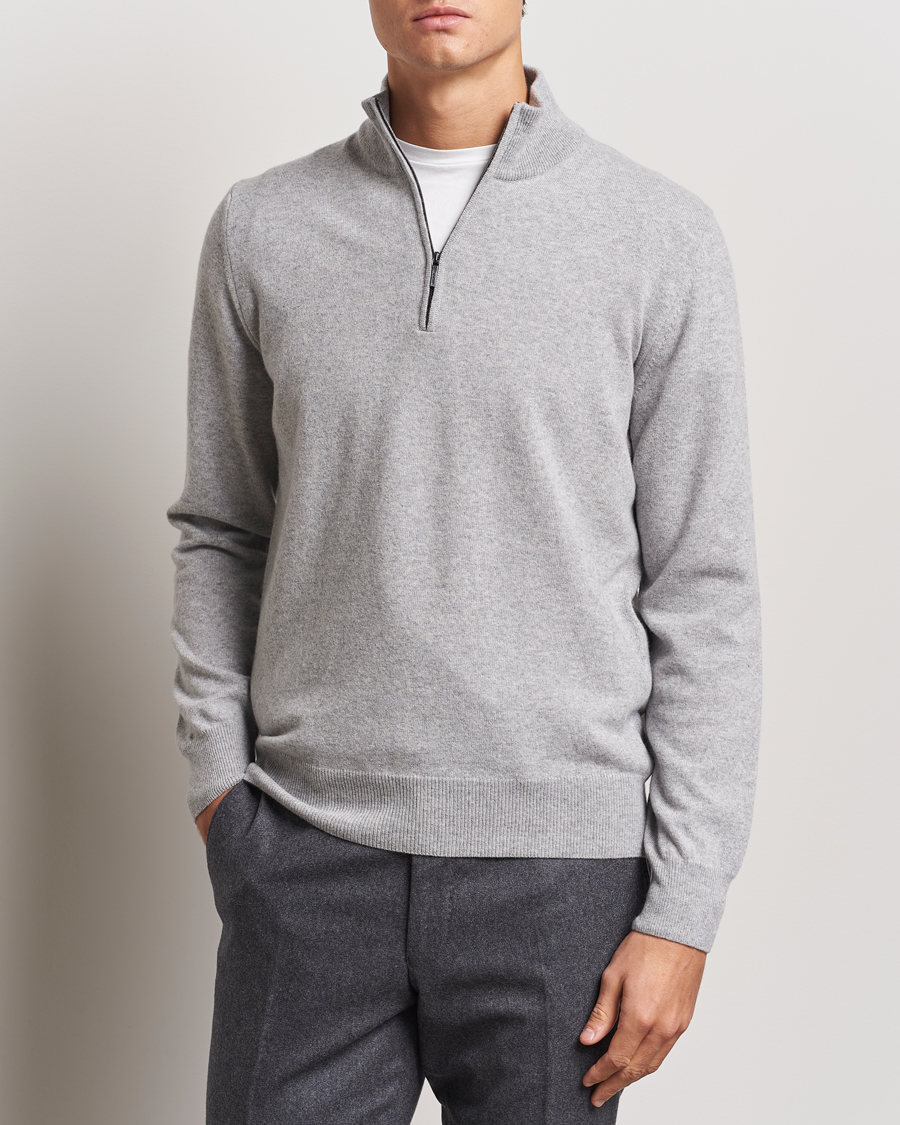 Homme |  | Morgano | Wool/Cashmere Half-Zip Mid Grey