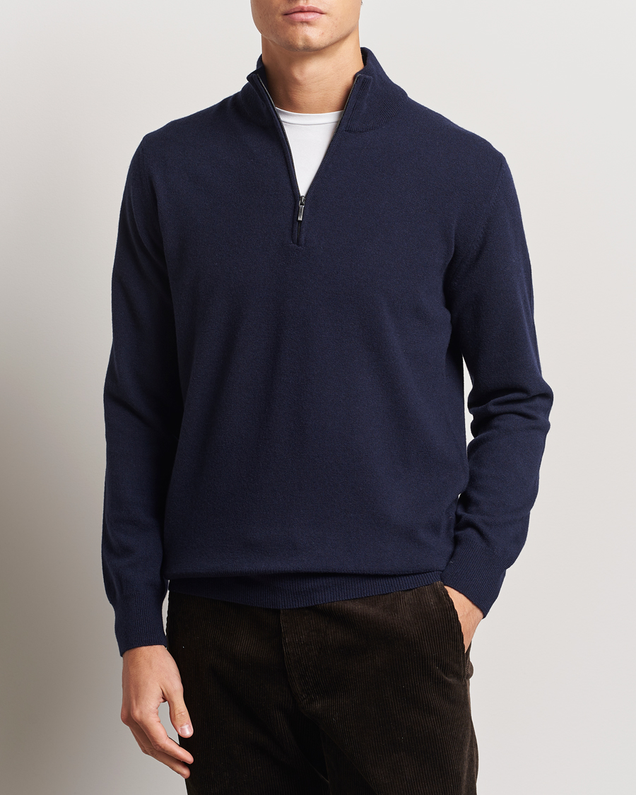 Homme |  | Morgano | Wool/Cashmere Half-Zip Navy