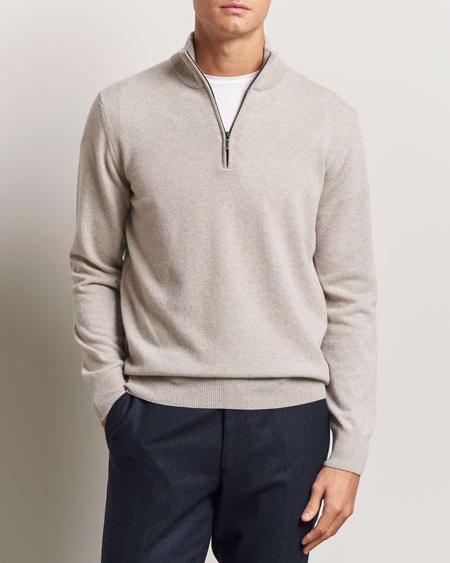 Homme |  | Morgano | Wool/Cashmere Half-Zip Beige