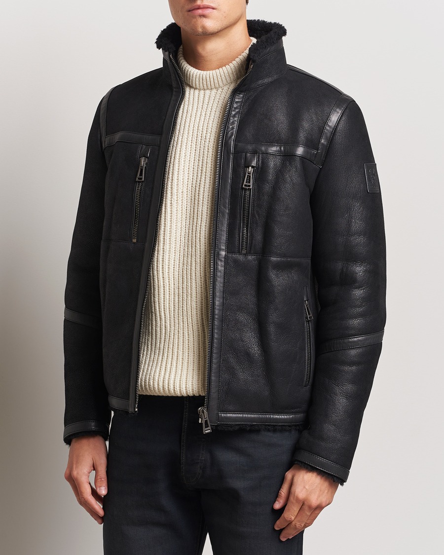 Homme |  | Belstaff | Tundra Sherling Leather Jacket Black