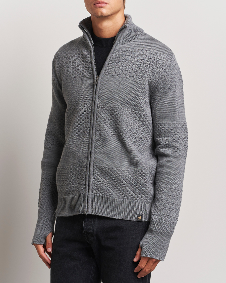 Homme |  | Belstaff | Sternway Knitted Zip Cardigan Grey Heather