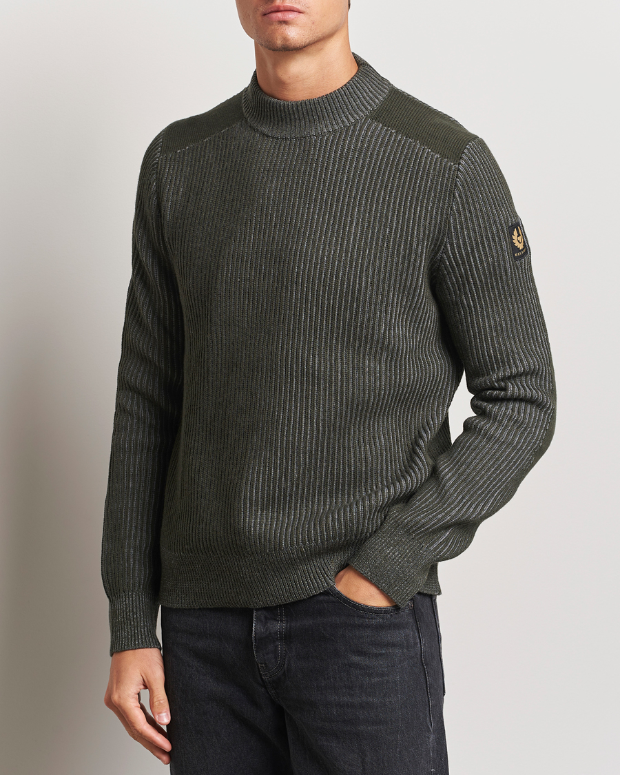 Homme |  | Belstaff | Stanley Cotton/Wool Mock Neck Tile Green