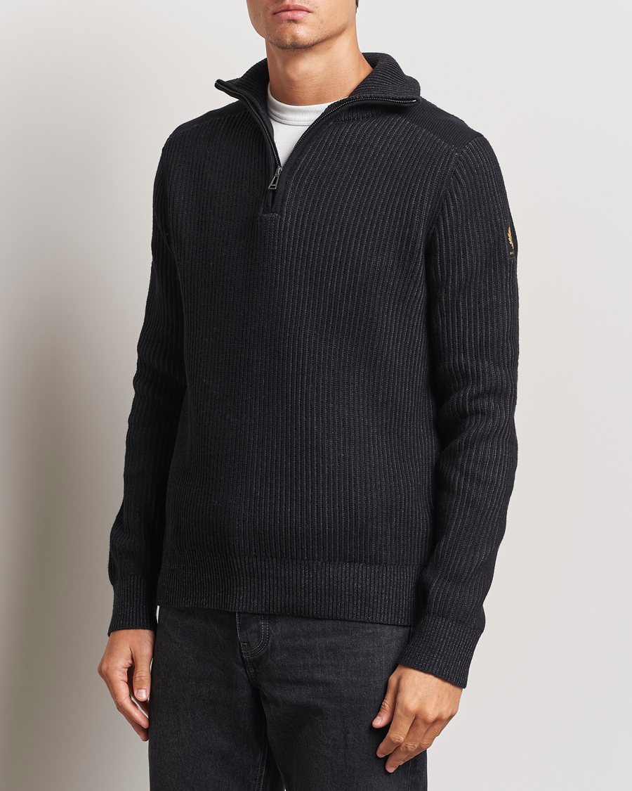 Homme |  | Belstaff | Stanley Cotton/Wool Quarter Zip Black