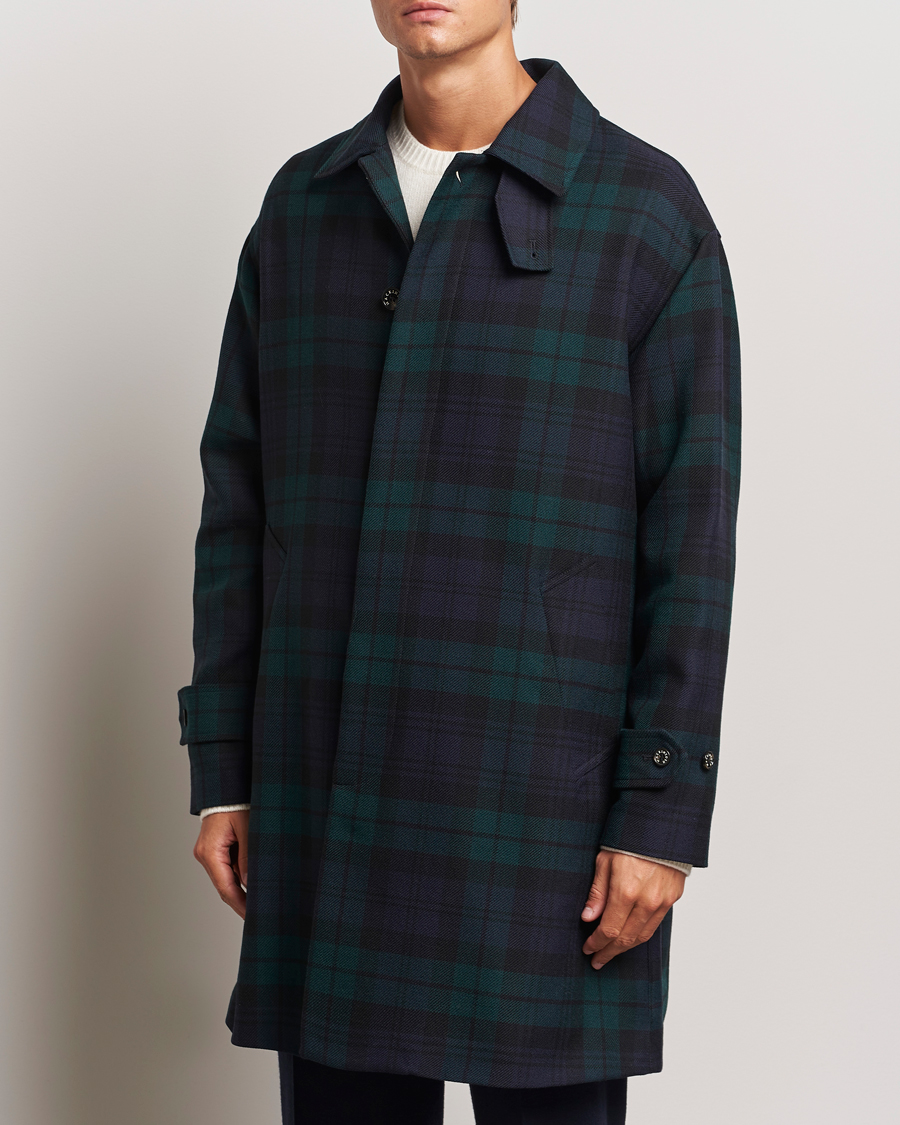 Homme |  | Mackintosh | Wool Soho Tartan Coat Blackwatch