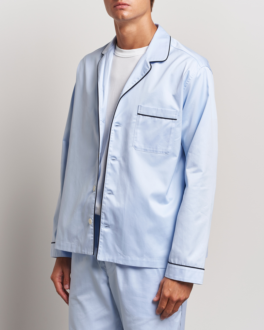 Homme | Pyjamas | Tekla | Sateen Pyjama Shirt Bellhop Blue