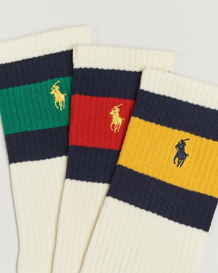 Homme |  | Polo Ralph Lauren | 3-Pack Sport Stripe Socks White