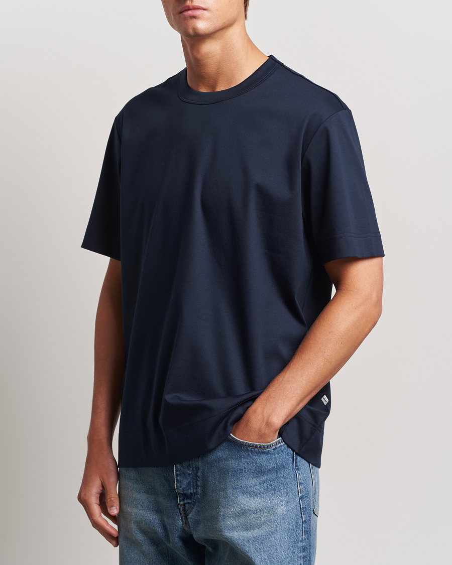 Homme |  | NN07 | Pedro Mercerized Crew Neck T-Shirt Navy Blue