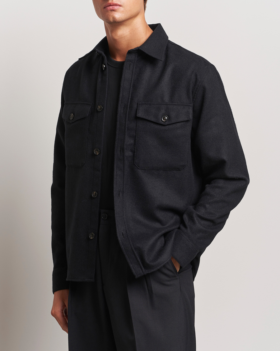 Homme | Business & Beyond - Casual | J.Lindeberg | Flat Wool Overshirt Black