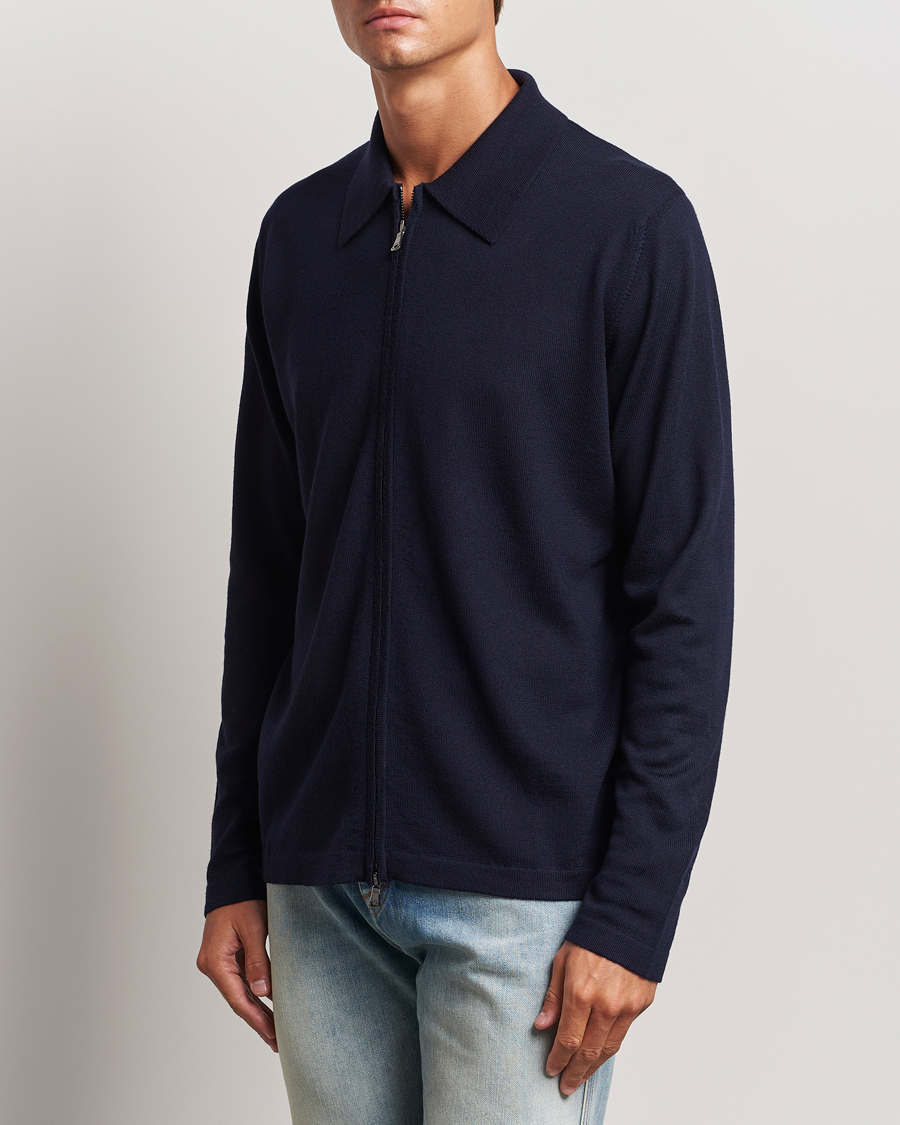 Homme |  | J.Lindeberg | Kaleb Merino Zip Cardigan Navy