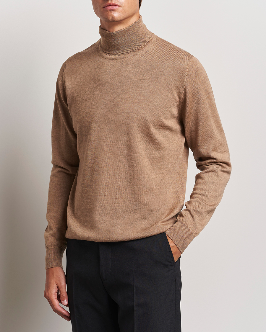 Homme | Business & Beyond - Casual | J.Lindeberg | Kaden Merino Turtleneck Tiger Brown