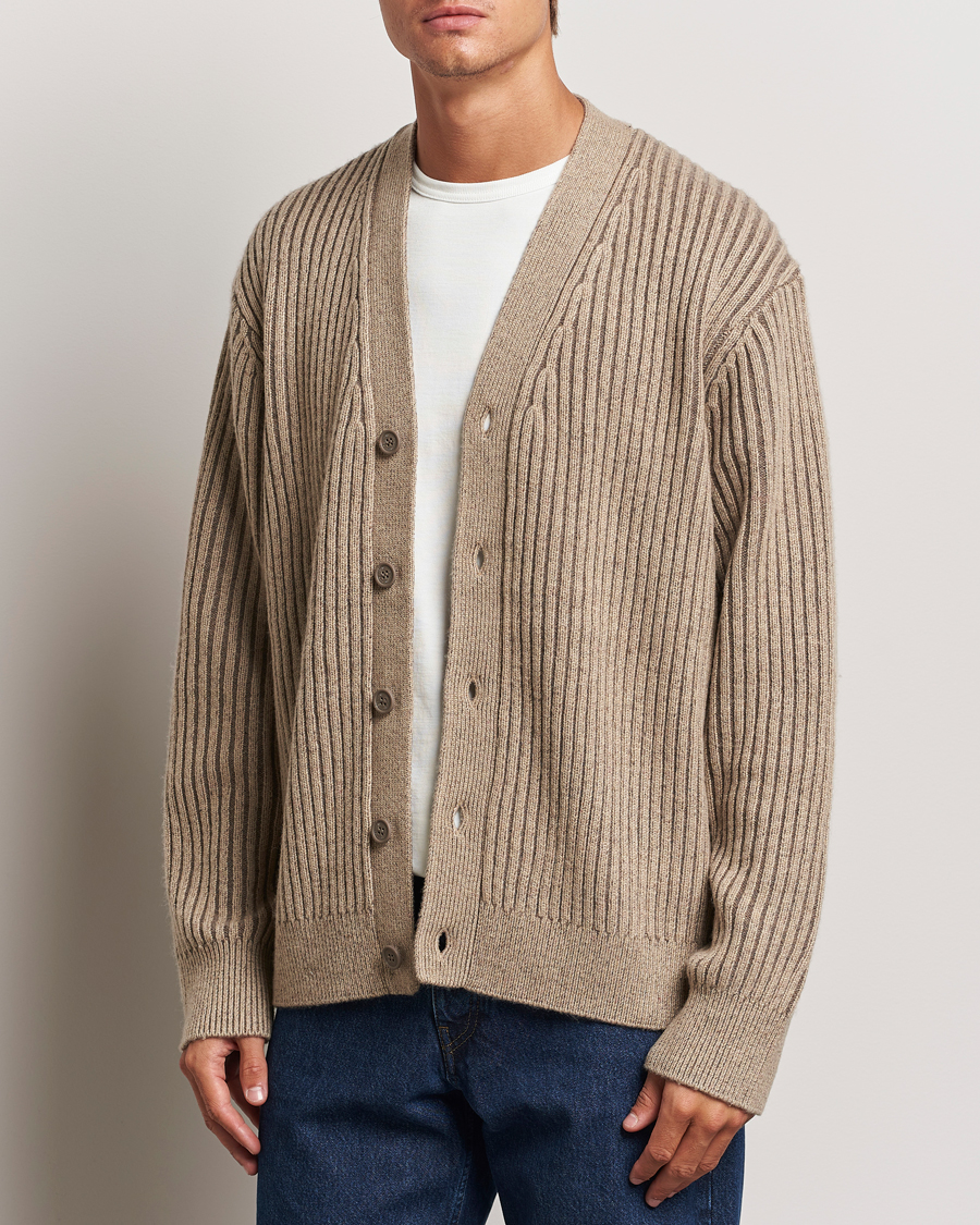 Homme |  | J.Lindeberg | Twin Plated Knit Cardigan Tiger Brown