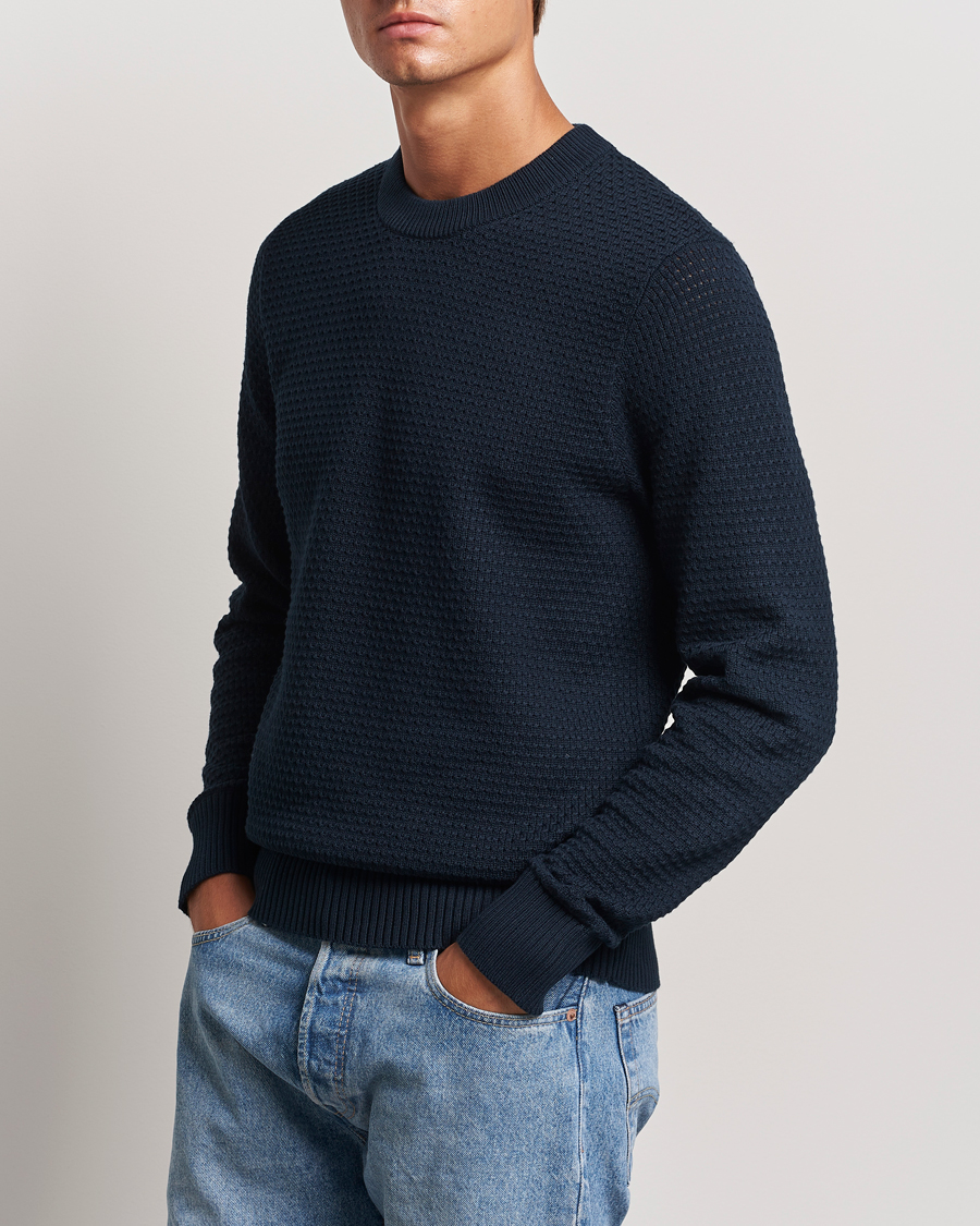 Homme |  | J.Lindeberg | Oliver Structure Cotton Sweater Navy