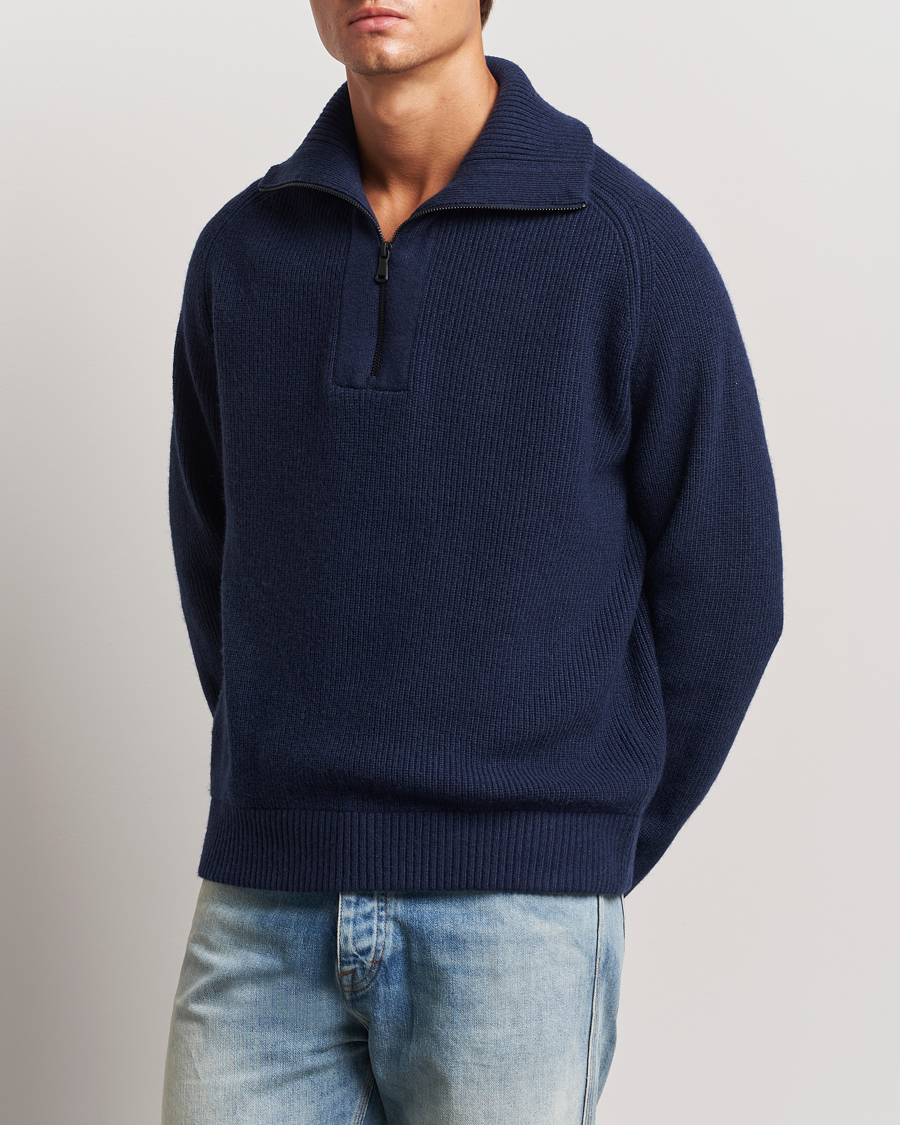 Homme | Business & Beyond - Casual | J.Lindeberg | Wilmer Quarter Zip Knit Navy