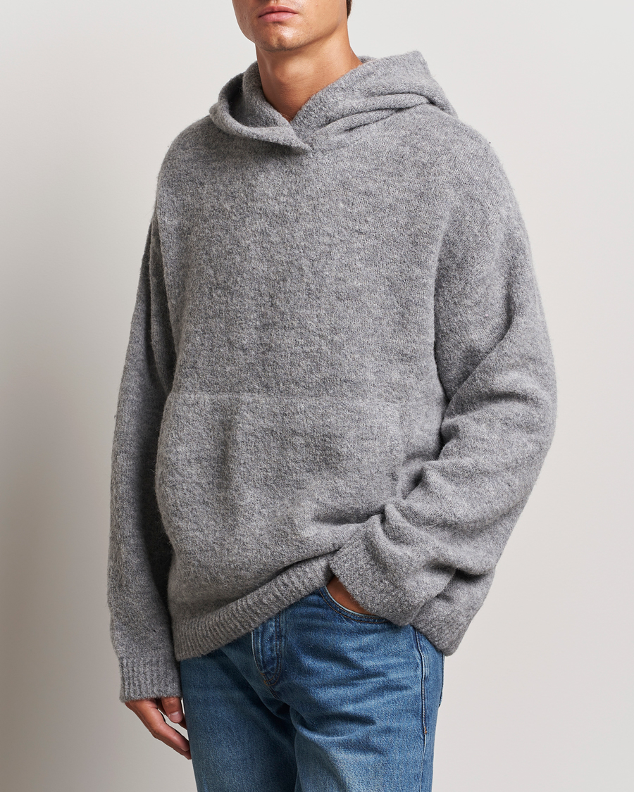 Homme | Business & Beyond - Casual | J.Lindeberg | Broon Alpaca Blend Hoodie Mid Grey Melange