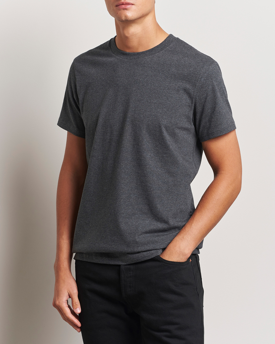 Homme |  | Bread & Boxers | Heavy Cotton Crew Neck T-Shirt Dark Grey Melange