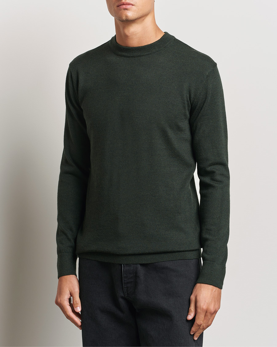 Homme | Pulls À Col Rond | KnowledgeCotton Apparel | Regular Merino Knit Crew Neck Green