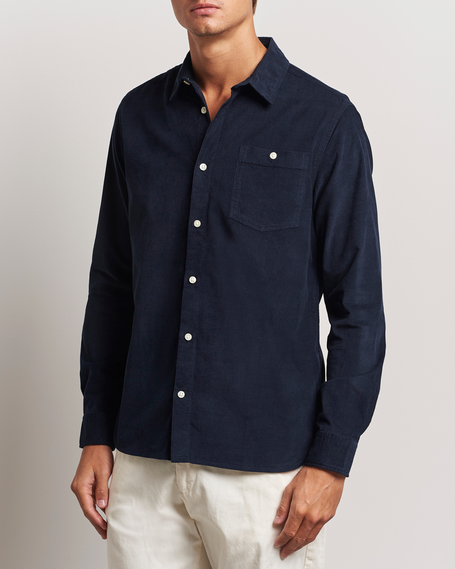 Homme | Chemises En Velours Côtelé | KnowledgeCotton Apparel | Regular Fit Corduroy Shirt Navy