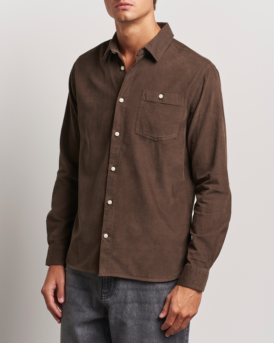 Homme | Chemises | KnowledgeCotton Apparel | Regular Fit Corduroy Shirt Brown