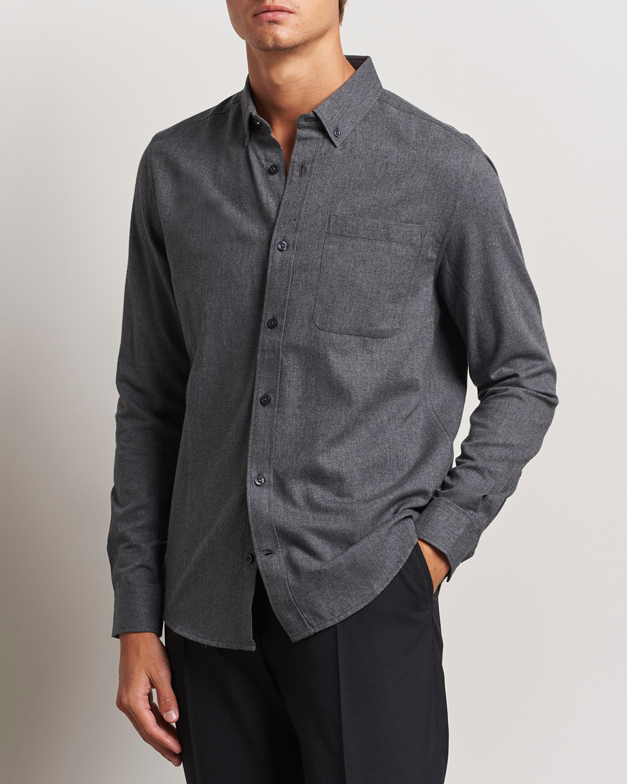 Homme |  | KnowledgeCotton Apparel | Regular Fit Melange Flannel Shirt Grey