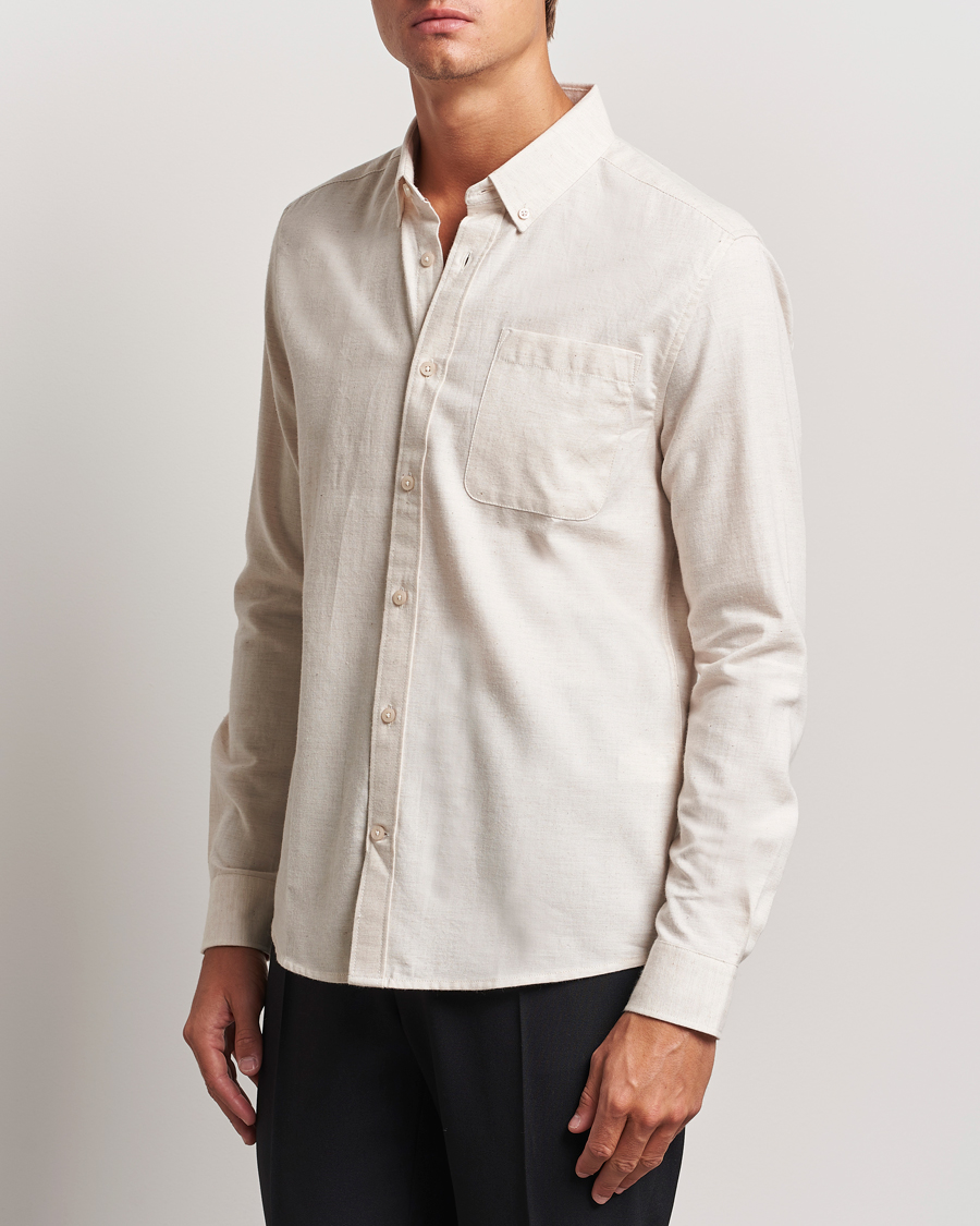 Homme |  | KnowledgeCotton Apparel | Regular Fit Melange Flannel Shirt Beige