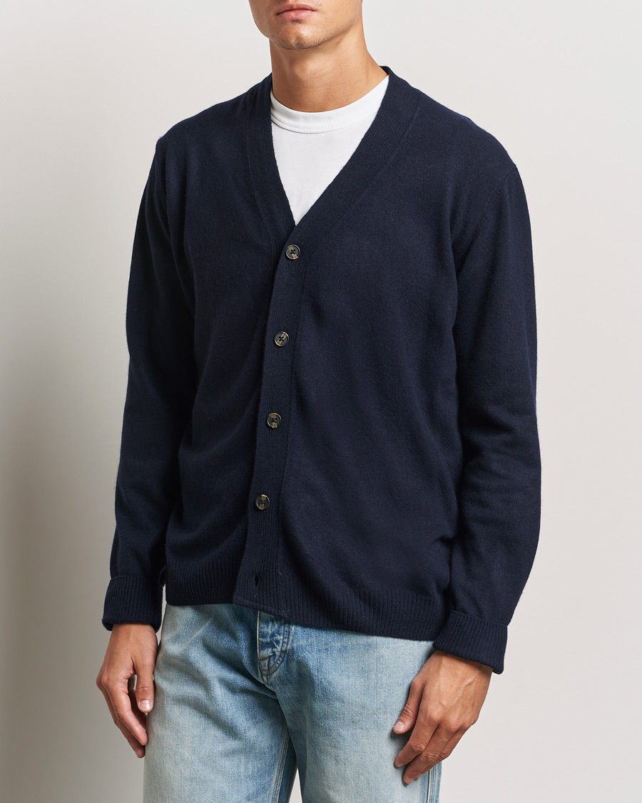 Homme | Cardigans | KnowledgeCotton Apparel | Lambswool Cardigan Navy