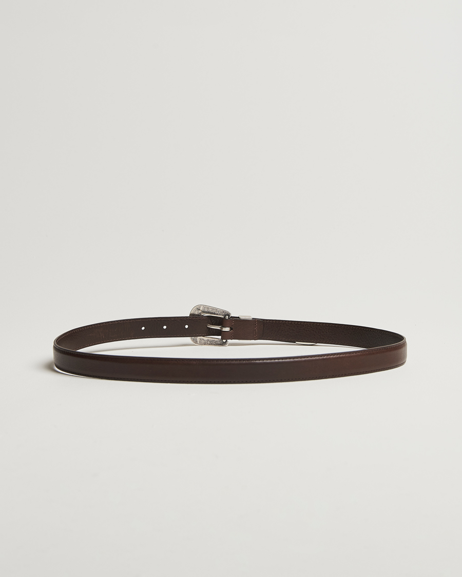 Homme |  | Anderson\'s | Grained Western Leather Belt 2,5 cm Dark Brown