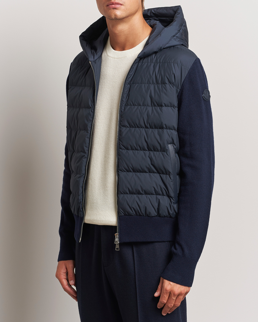 Homme |  | Moncler | Full Zip Padded Hoodie Dark Blue