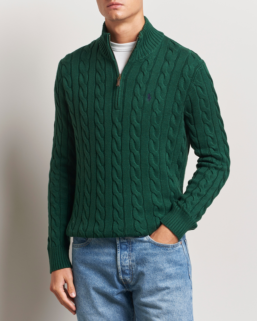 Homme |  | Polo Ralph Lauren | Cotton Cable Half Zip Vintage Pine