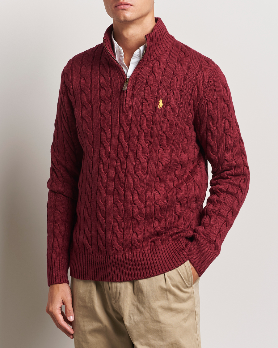 Homme |  | Polo Ralph Lauren | Cotton Cable Half Zip Red Carpet