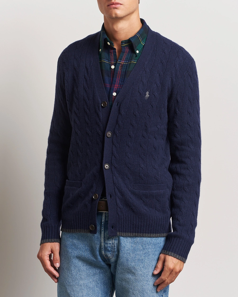 Homme |  | Polo Ralph Lauren | Wool/Cashmere Cable Cardigan Hunter Navy