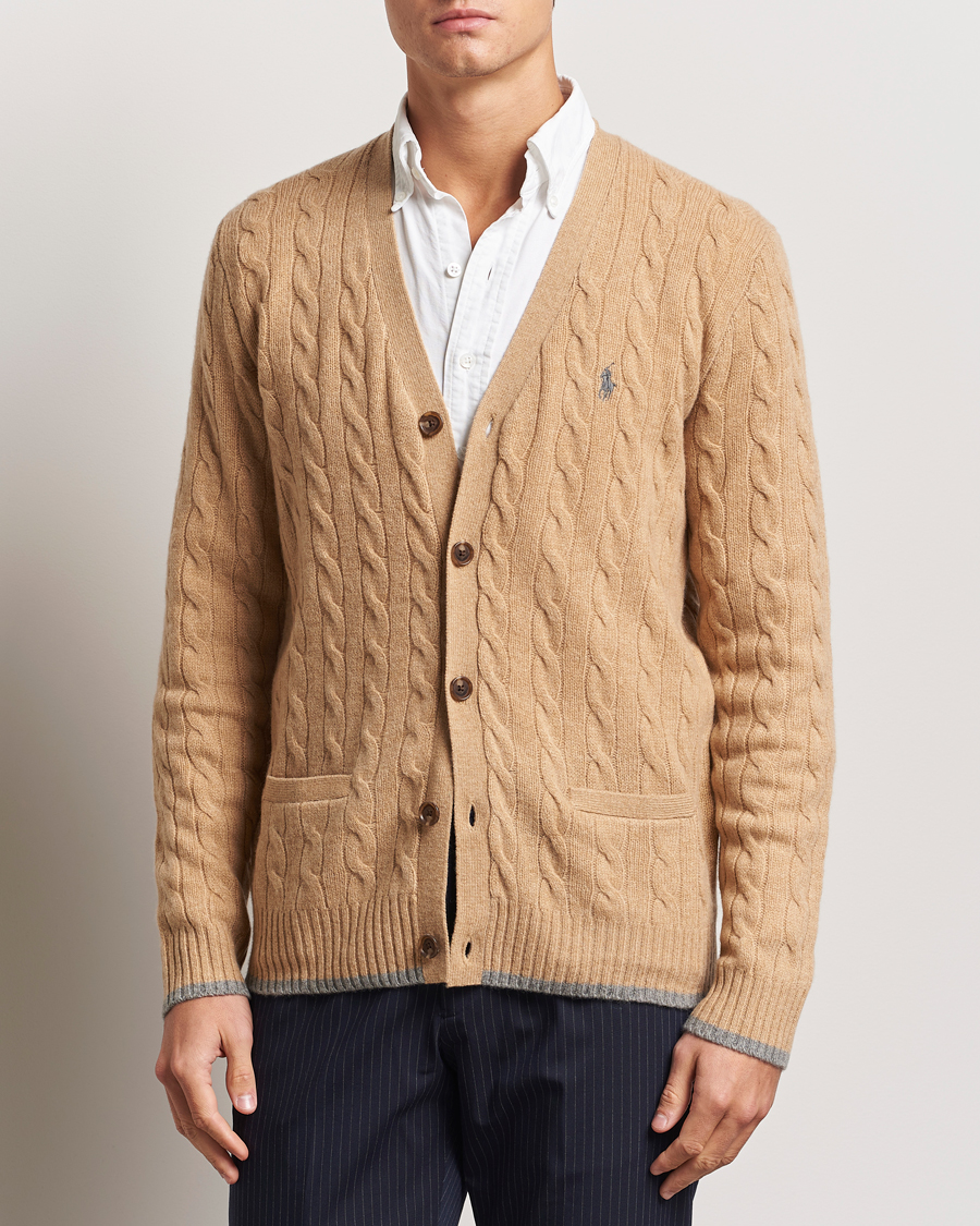 Homme |  | Polo Ralph Lauren | Wool/Cashmere Cable Cardigan Camel Melange