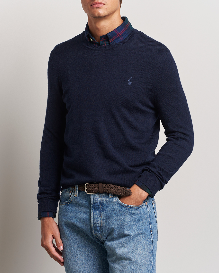 Homme |  | Polo Ralph Lauren | Merino Crew Neck Pullover Hunter Navy