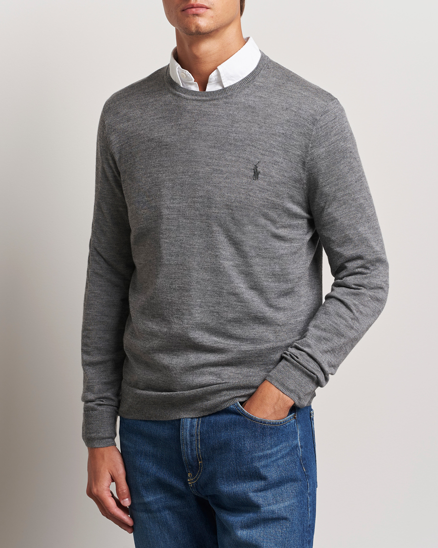 Homme |  | Polo Ralph Lauren | Merino Crew Neck Pullover Fawn Grey Heather