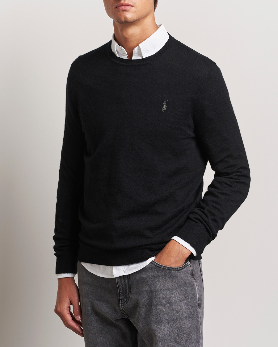 Homme |  | Polo Ralph Lauren | Merino Crew Neck Pullover Polo Black