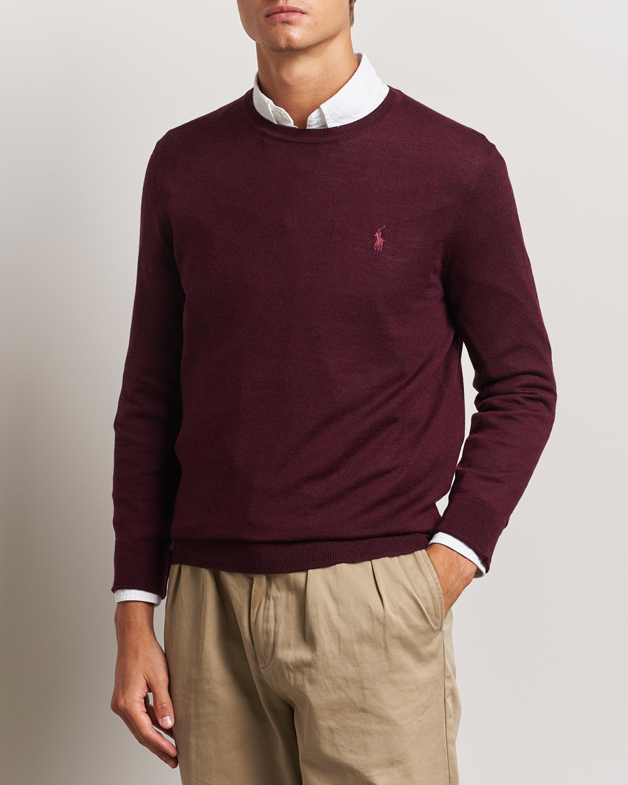 Homme |  | Polo Ralph Lauren | Merino Crew Neck Pullover Aged Wine Heather