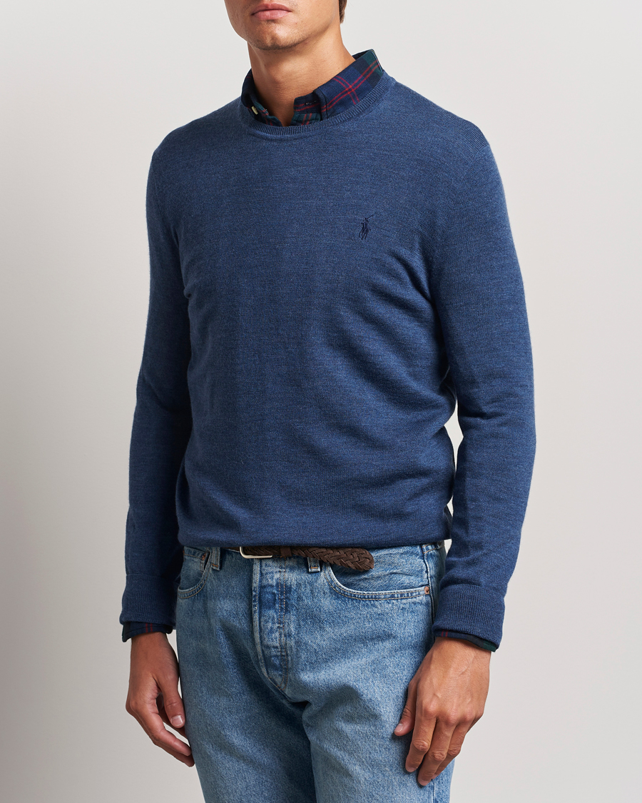 Homme |  | Polo Ralph Lauren | Merino Crew Neck Pullover Rustic Navy Heather