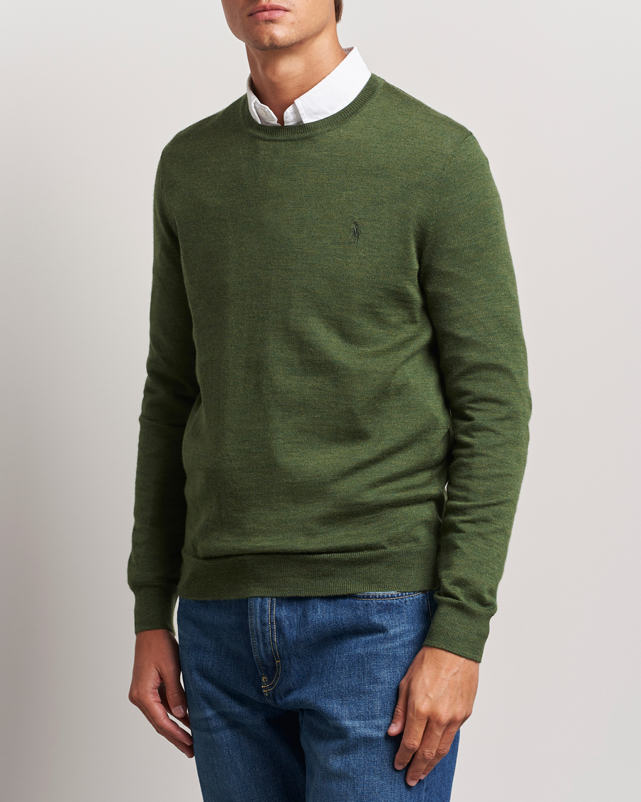 Homme |  | Polo Ralph Lauren | Merino Crew Neck Pullover Classic Olive Heather