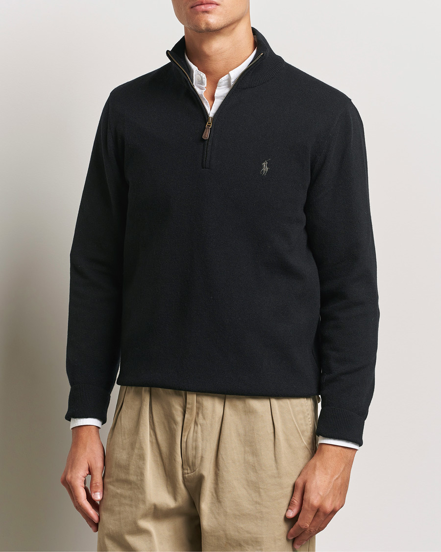 Homme |  | Polo Ralph Lauren | Merino Half-Zip Sweater Polo Black