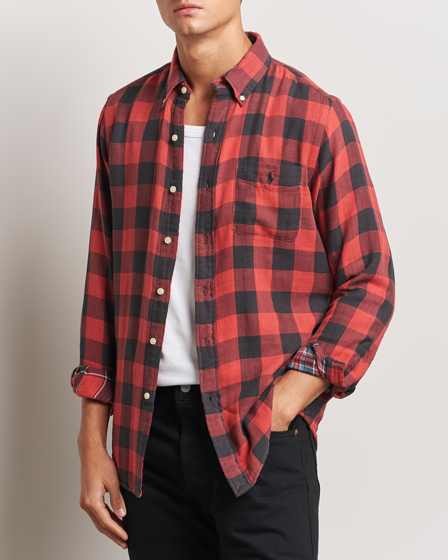 Homme |  | Polo Ralph Lauren | Double Face Custom Fit Check Shirt Red/Black