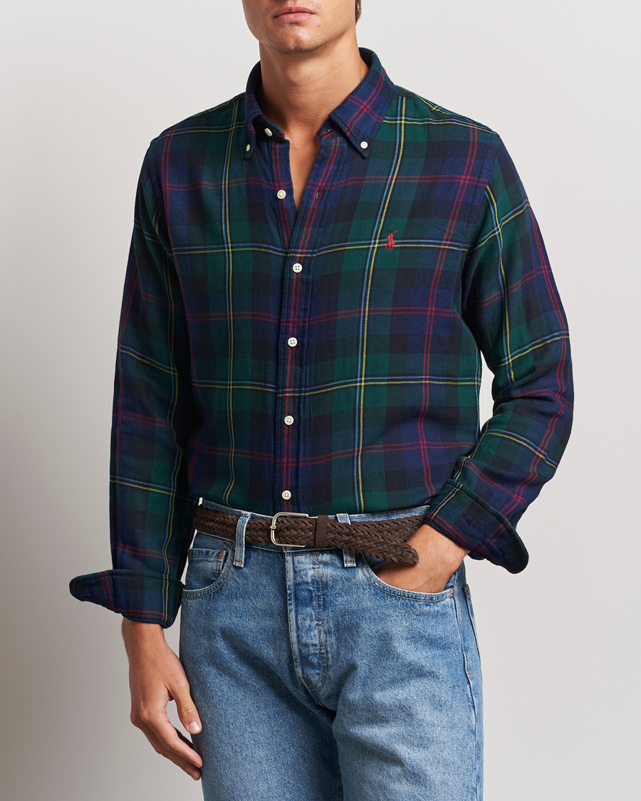 Homme |  | Polo Ralph Lauren | Custom Fit Double Faced Checked Shirt Green/Indigo