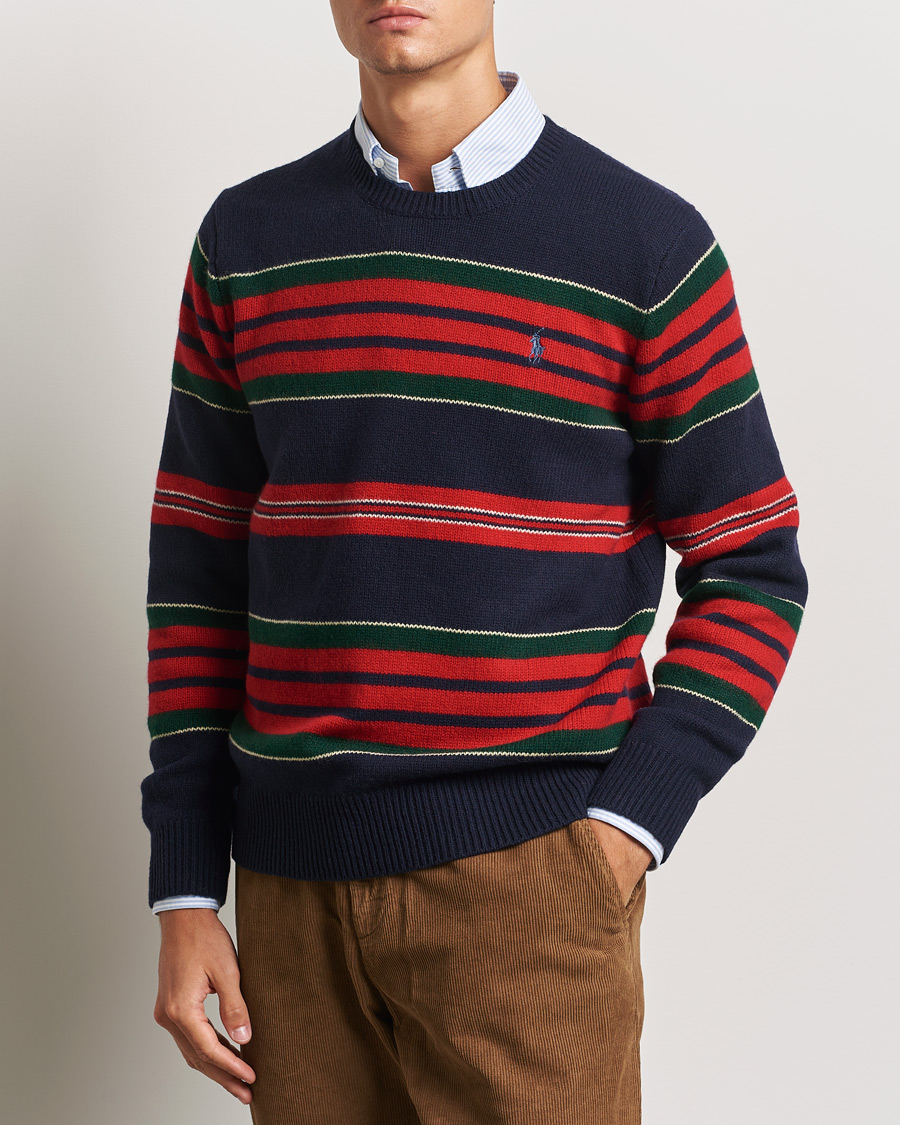 Homme |  | Polo Ralph Lauren | Wool/Cashmere Striped Sweater Hunter Navy Combo