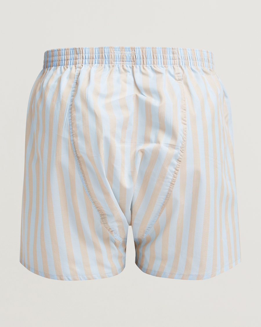 Homme |  | Derek Rose | Classic Fit Woven Cotton Boxer Shorts Light Blue