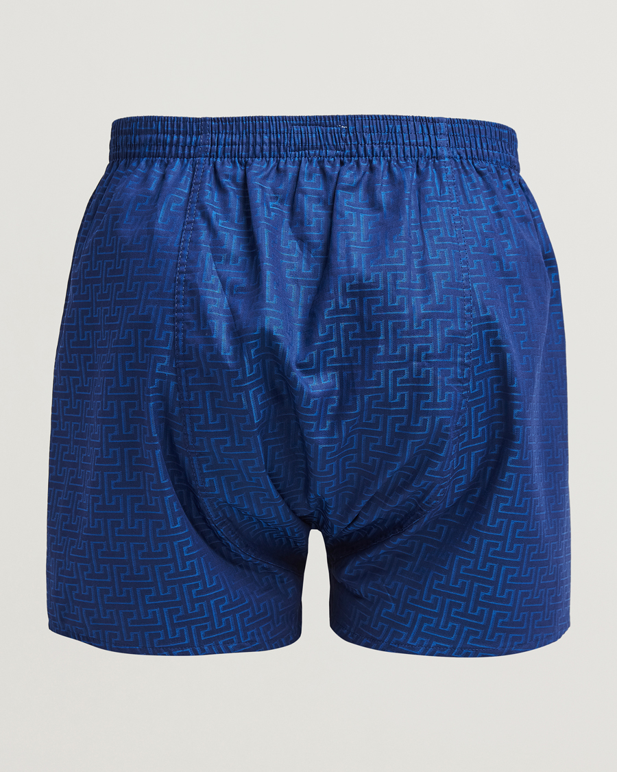 Homme |  | Derek Rose | Classic Fit Woven Cotton Boxer Shorts Navy